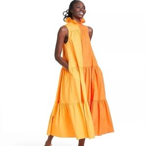 Christopher John Rogers Sleeveless Ruffle Two-toned tiered Dress